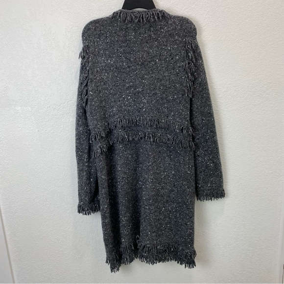 Bruno Manetti Cashmere & Wool Fringe Cardigan Longline Coat - Picture 15 of 16